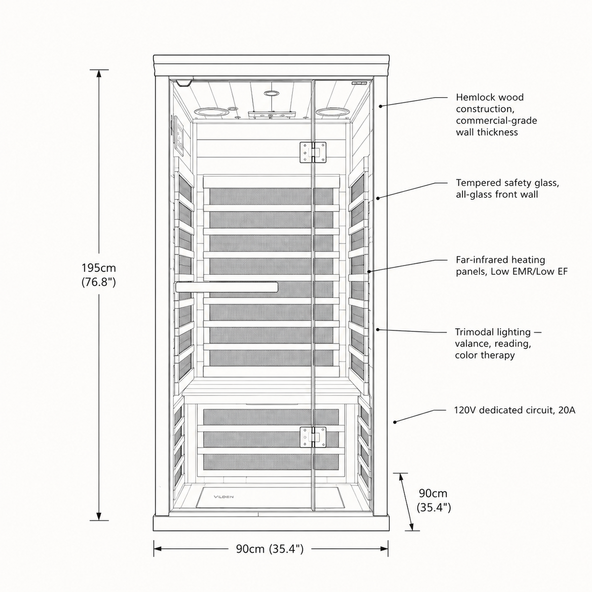 VILDEN PRO Studio - 1-Person Infrared Sauna