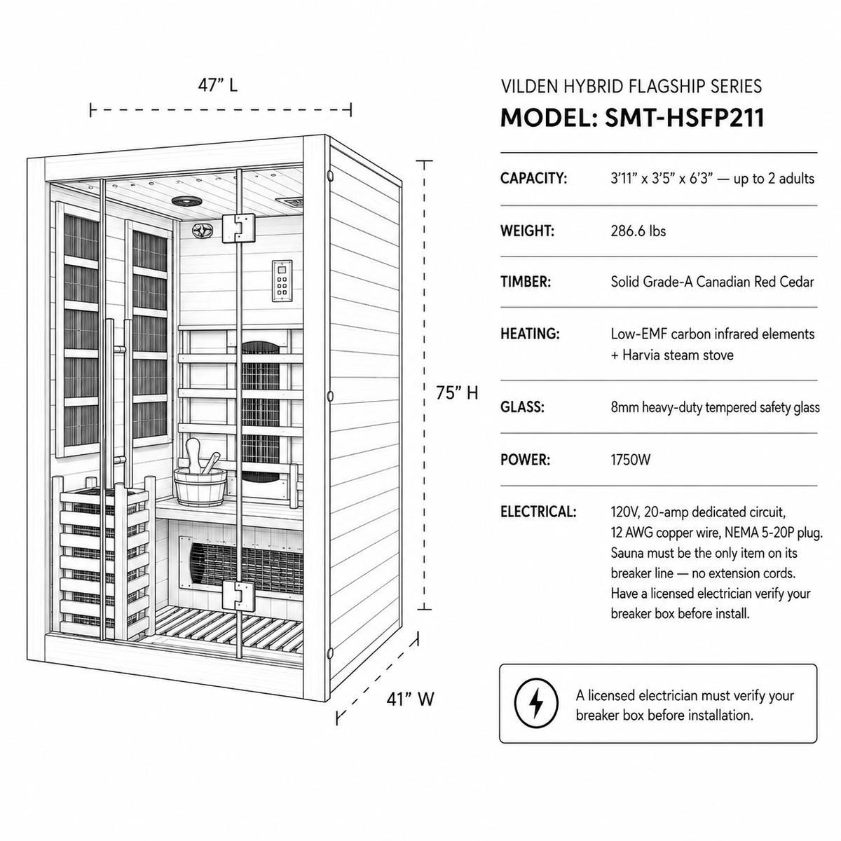 VILDEN Hybrid Flagship – 2-Person Infrared & Stove Sauna