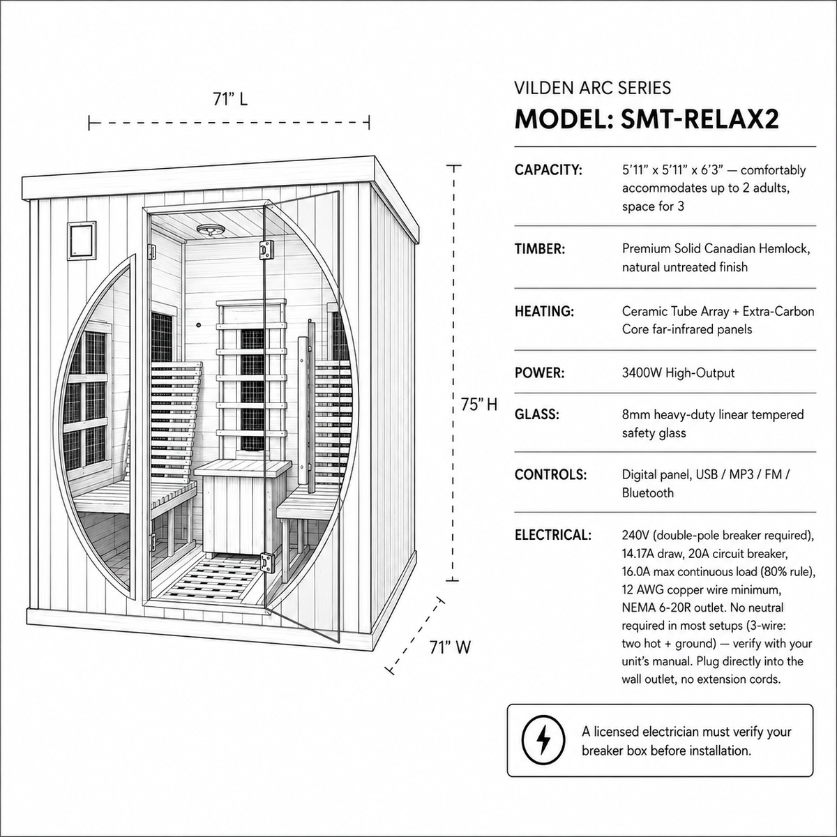VILDEN Arc Sanctuary – 3-Person Far-Infrared Sauna