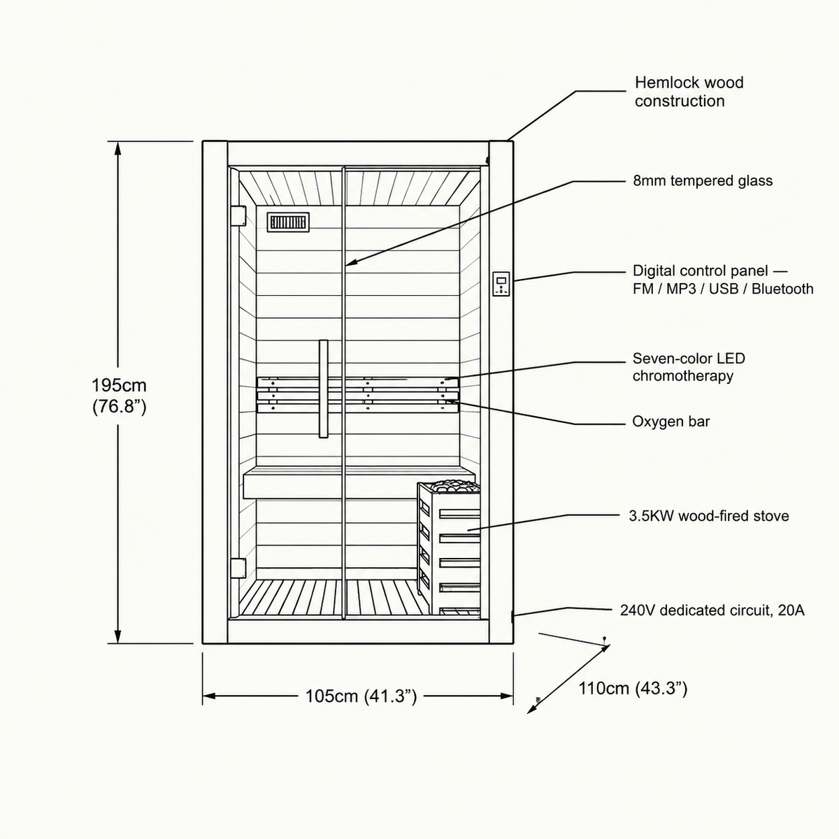 VILDEN Hearth Nook – 1-Person Traditional Sauna