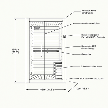 VILDEN Hearth Nook – 1-Person Traditional Sauna