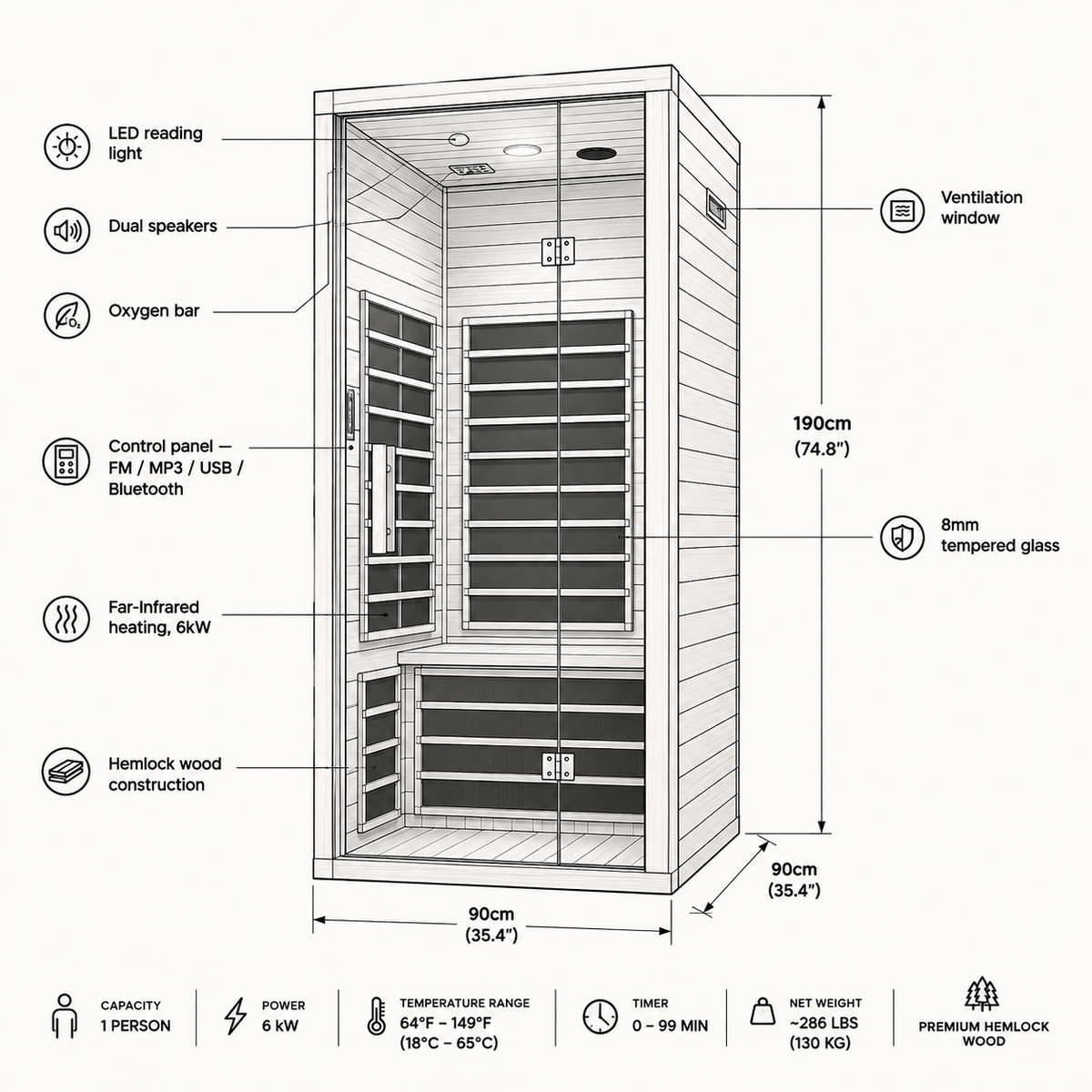 VILDEN Ember Nook – 1-Person Far-Infrared Sauna