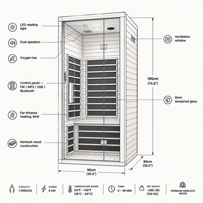 VILDEN Ember Nook – 1-Person Far-Infrared Sauna