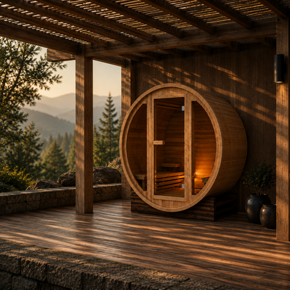 VILDEN Timber Barrel – 2-Person Outdoor Traditional Sauna
