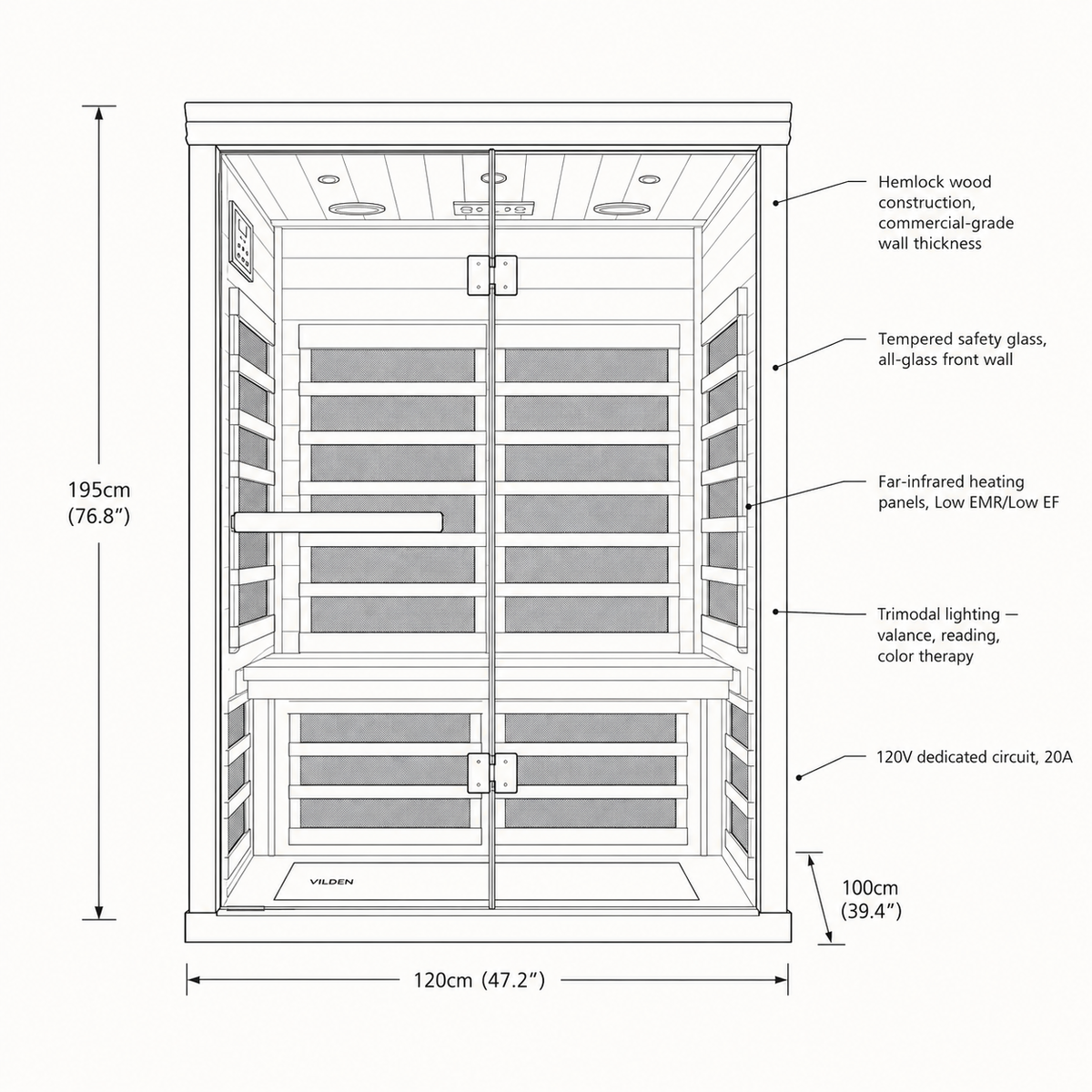 VILDEN PRO Recovery - 2-Person Far-Infrared Sauna