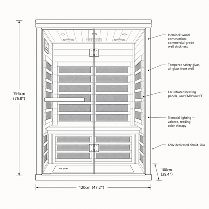 VILDEN PRO Recovery - 2-Person Far-Infrared Sauna
