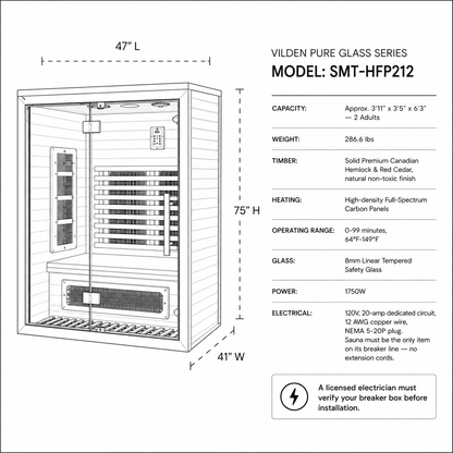 VILDEN Pure Glass Suite – 2-Person Infrared Sauna